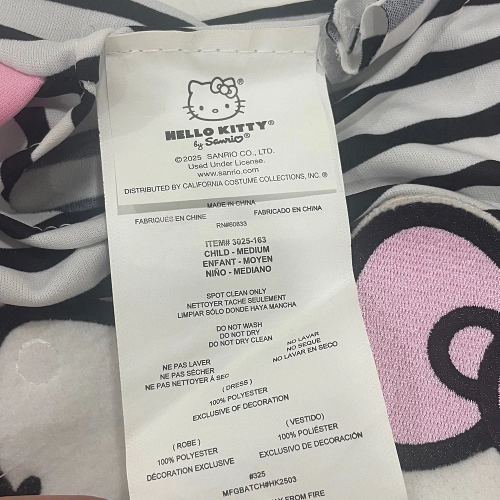 Hello Kitty Striped Pink Dress with Bow Headband size 8-10